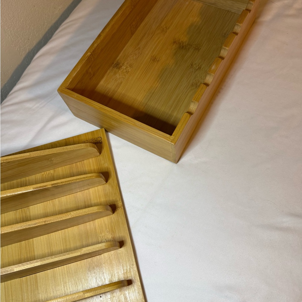 Natural Bamboo Desk Organizer - 5-Slot File & Tablet Holder - Picture 2 of 3